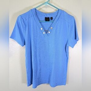 Rafaella women's blue vneck top size L